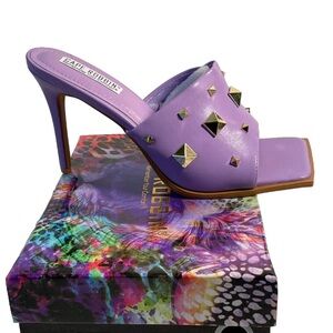 Cape Robbin Purple Studded Square Toe High Heel